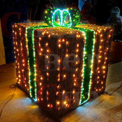 Светодиодная фигура "Золотистый подарок" 1.6х1.3х1.3м