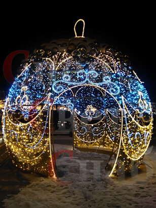 Светодиодная арка "Елочный шар с узорами" Золотистый